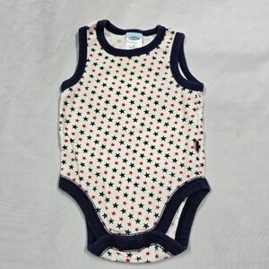 Vintage Y2K Old Navy Baby White Red Blue Stars Sleeveless Bodysuit 3-6 Months